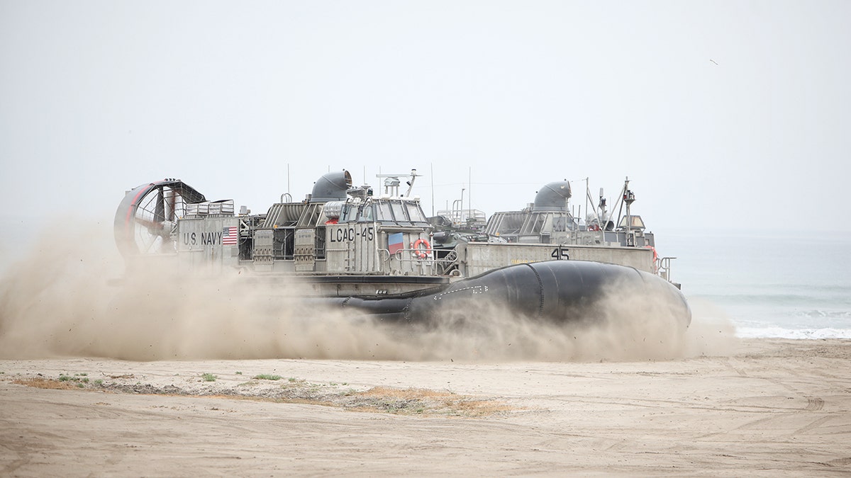 The U.S. military announced Sunday it has relocated a number of its troops from Libya as conditions there deteriorate amid fighting near the capital of Tripoli. Photos posted to social media showed hovercrafts, such as one seen in this file photo, being used.