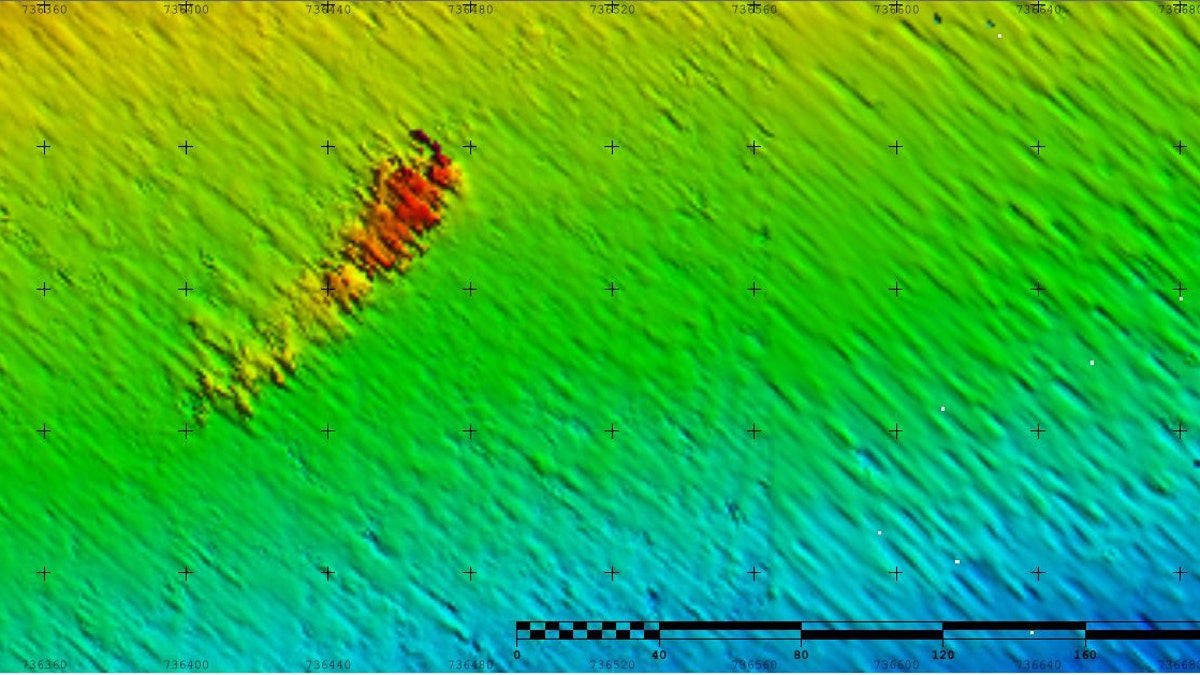 A map showing the position of SS Iron Crown on the seafloor. (CSIRO)