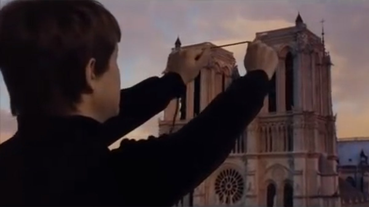 Philippe Petit (Joseph Gordon Levitt) plans his walk across Notre Dame.