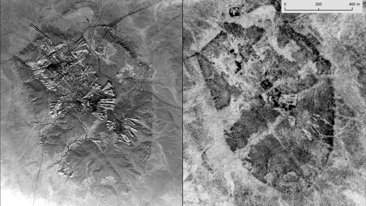 Left: A U2 image of Ur (Tell al-Muqayyar), Iraq, captured on Oct. 30, 1959. Right: a CORONA satellite image of the same site captured on May 4, 1968. (Emily Hammer and Jason Ur)