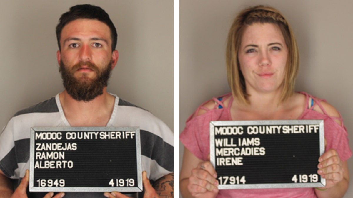 Deputies arrested 25-year-old Ramon Zendejas and his girlfriend, 25-year-old Mercadies Williams on Friday on illegal firearms possession and child endangerment charges. (Modoc County Sheriff’s Office)
