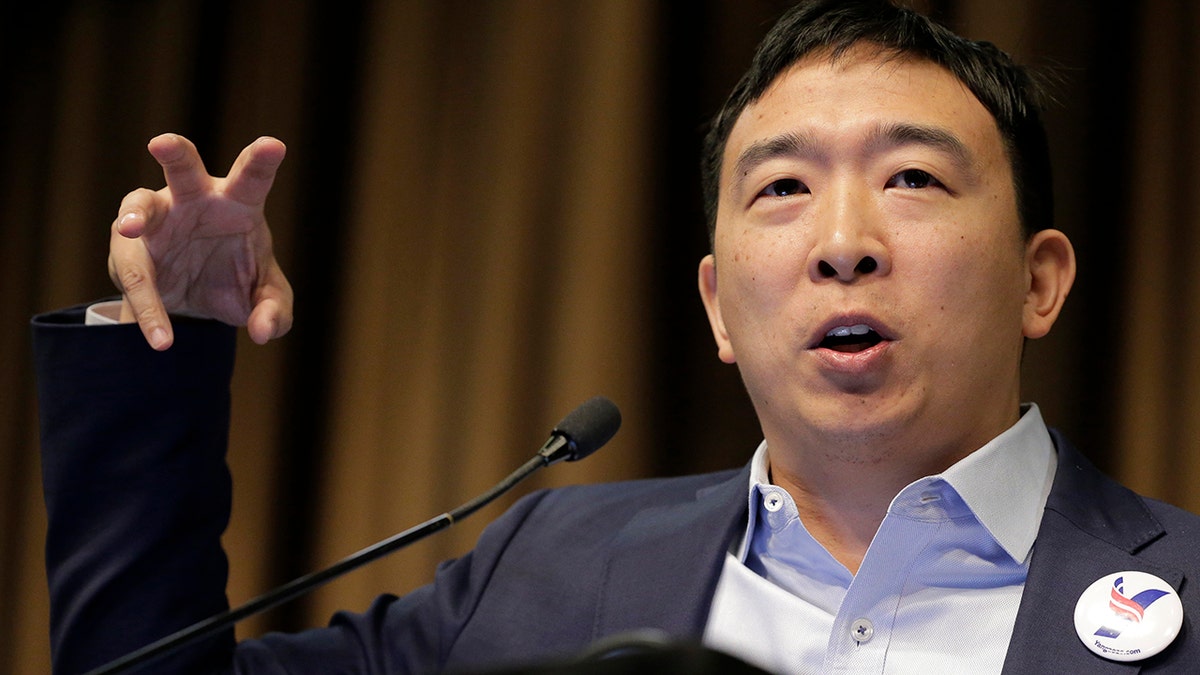Presidential candidate and entrepreneur Andrew Yang speaks during the National Action Network Convention in New York, Wednesday, April 3, 2019. (AP Photo/Seth Wenig)