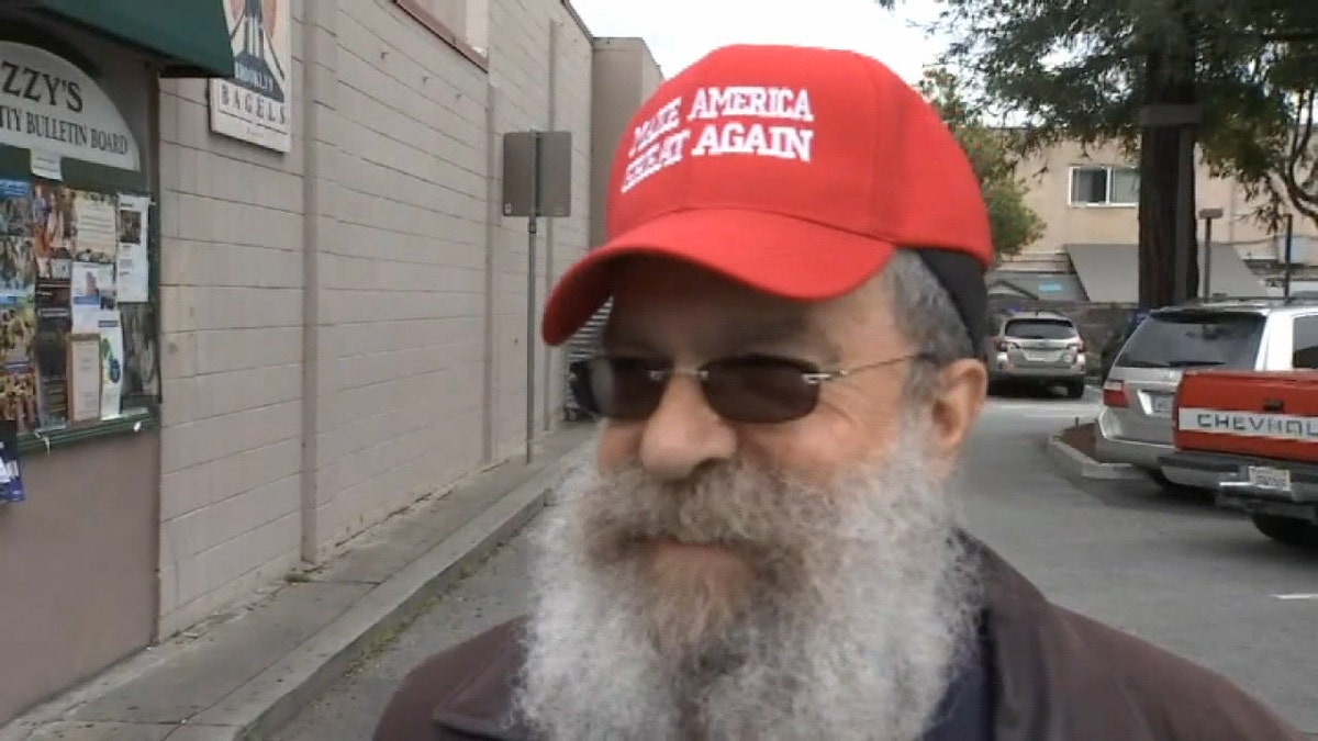 Victor was wearing a "Make America Great Again" hat at the Starbucks on Monday.