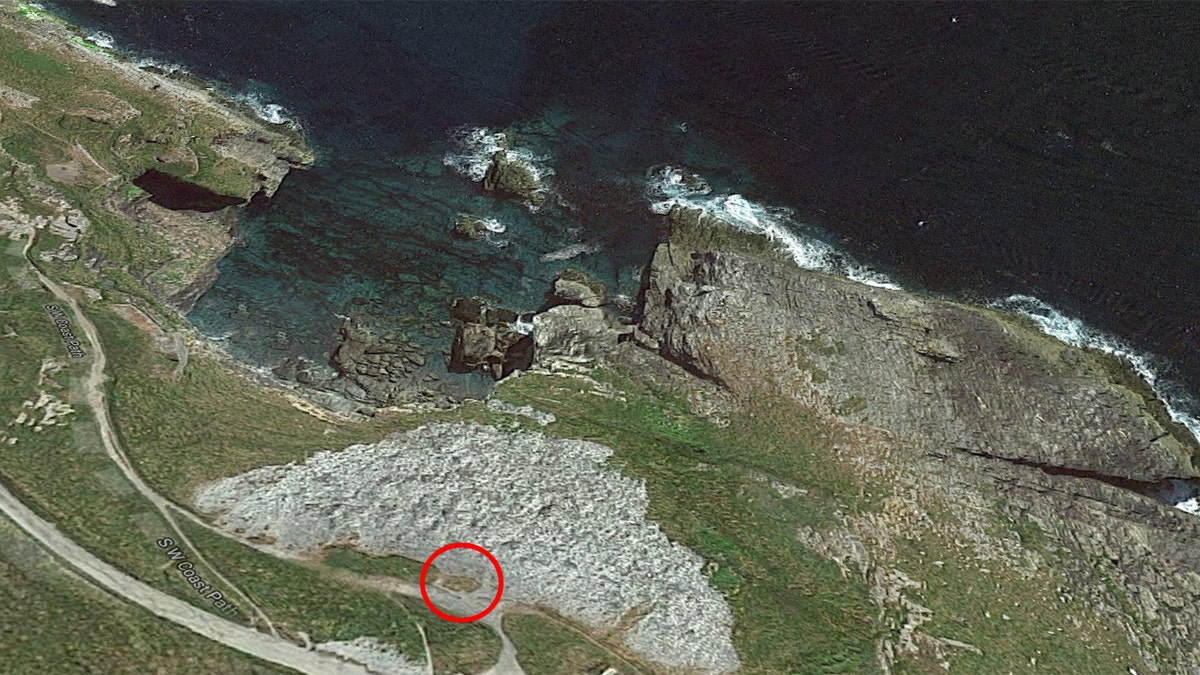 The red circle shows the exact spot where the van was parked.