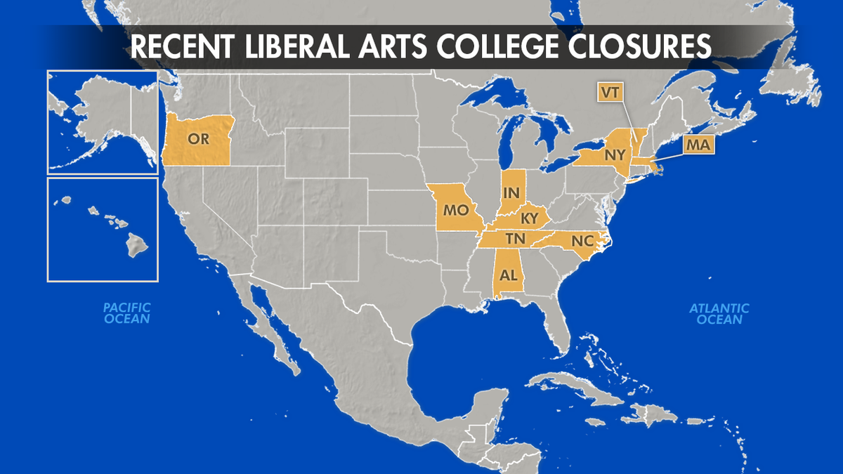 Recent closures of small liberal arts colleges in the U.S.