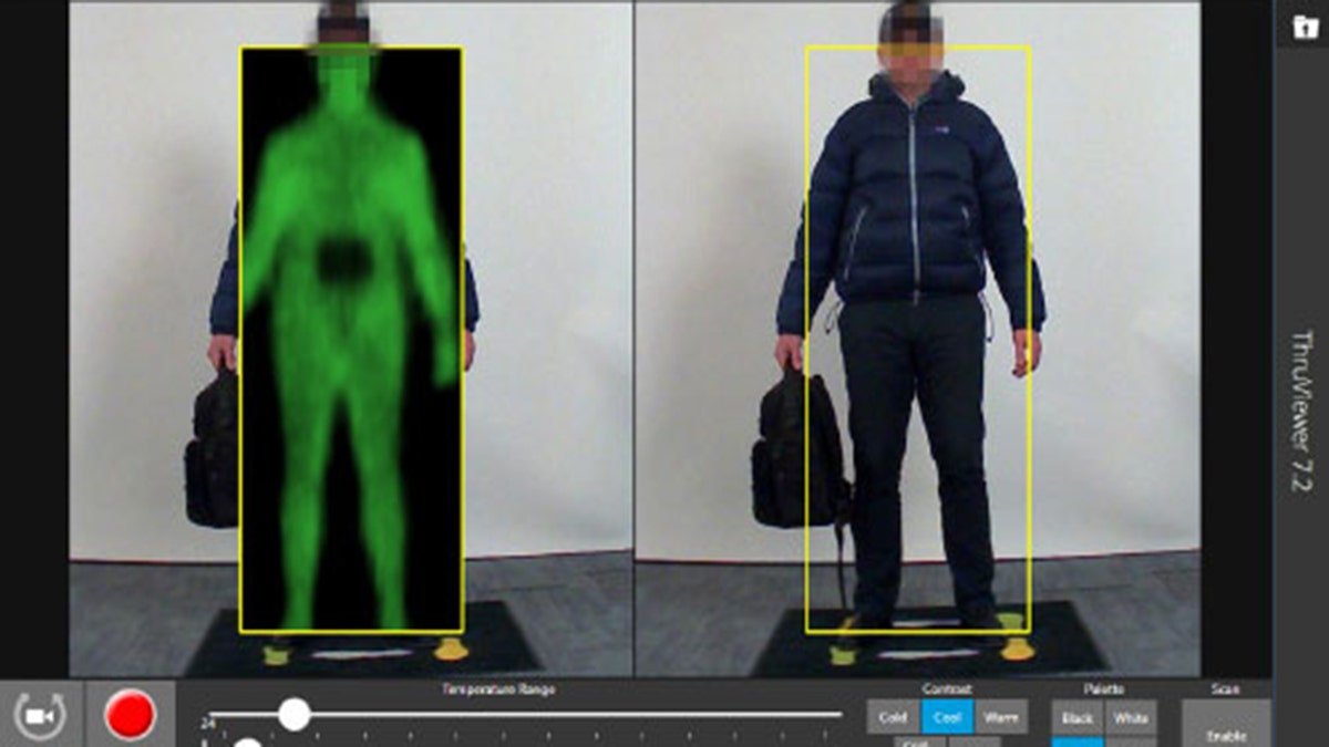 The Thruvision scanners use terahertz technology that is similar to thermal imaging to create a “green blob-like” image of a passenger, a spokesperson for the TSA said to Fox News. A dark outline is used to show if weapons or explosives are hidden on the passenger’s body.