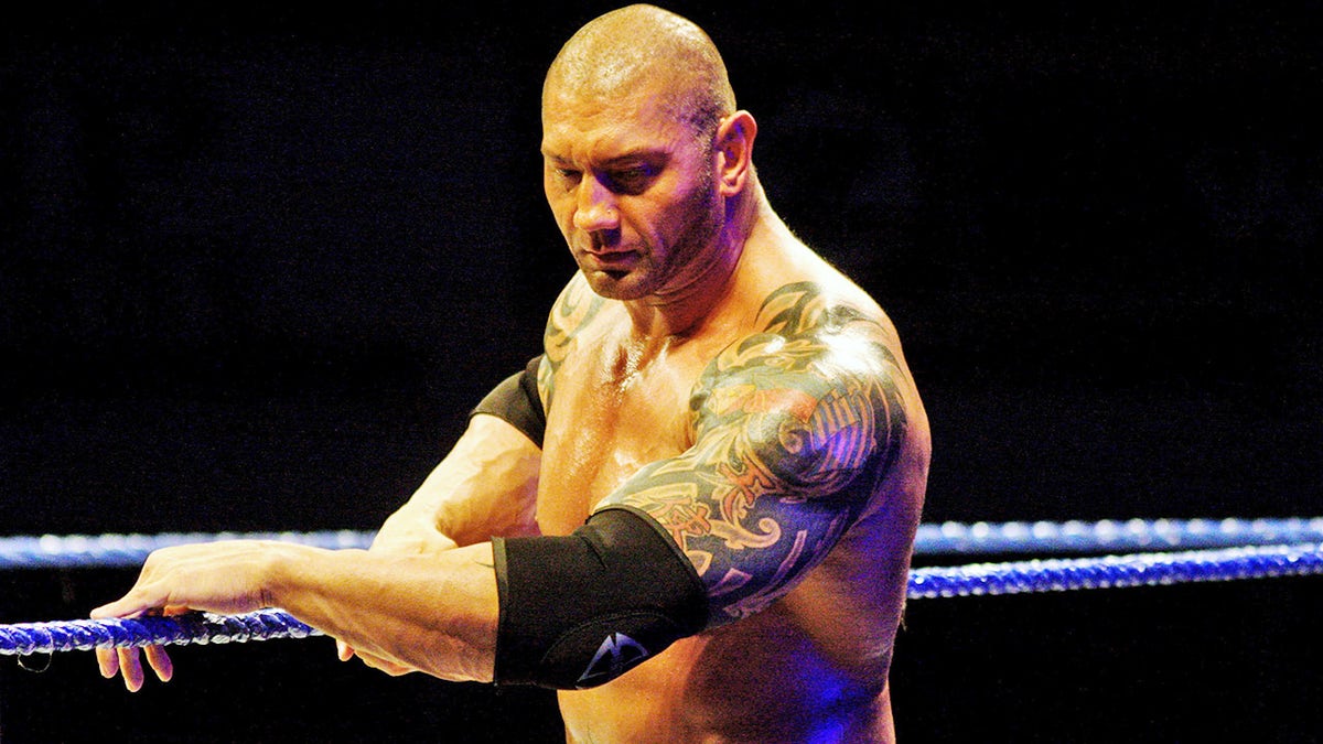 MONTERREY, MEXICO - OCTOBER 15: Wrestling fighter Batista stands on the ring during the WWE Smackdown wrestling function at Plaza Monumental Monterrey on October 15, 2009 in Monterrey, Mexico. (Photo by Alfredo Lopez/Jam Media/LatinContent/Getty Images)