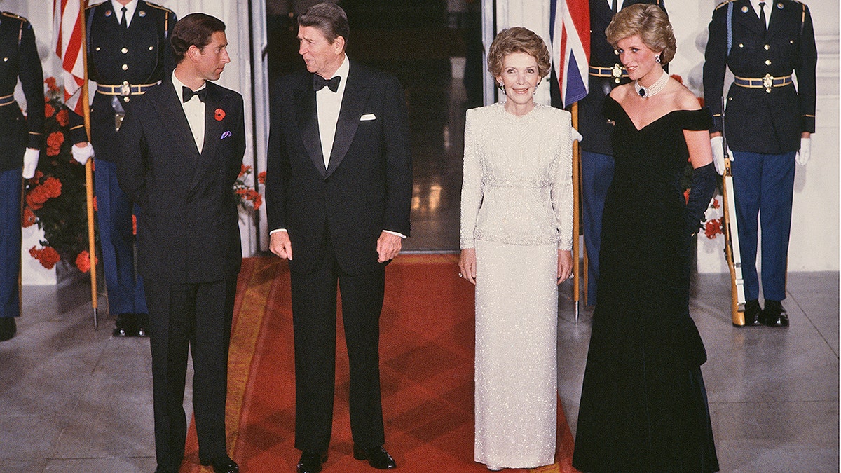 Charles, Prince of Wales, and his wife Lady Diana, Princess of Wales, are welcomed at the White House by American President Ronale Reagan and his wife Nancy. (Photo by jean-Louis Atlan/Sygma via Getty Images)