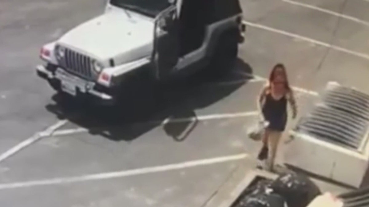 A woman was captured on surveillance video dumping a bag of puppies behind a dumpster in Coachella, California on Thursday.