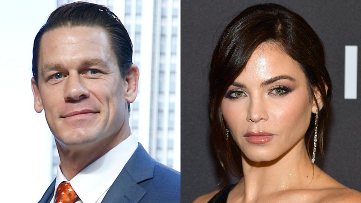 Wrestling pro-John Cena (left) proceeded to ask Jenna Dewan if she would ever consider participating in the WWE. “Never,” she replied. (Getty)