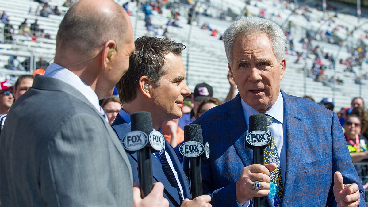 Jeff Gordon (center) partners with Waltrip (right) on the Fox Sports broadcasts.