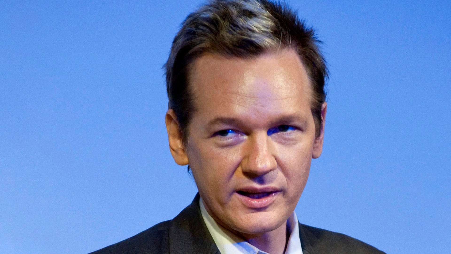 Before his legal troubles, Assange looked like a different man, as seen here at the Swedish Trade Union Confederation headquarters in Stockholm, Aug. 14, 2010. 