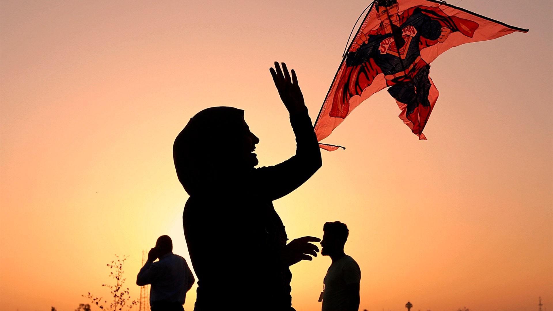 People take part in a kite festival in Baghdad, Iraq, April 5, 2019