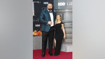 'Game of Thrones' star Hafthor Bjornsson towers over wife, gets choked by Pedro Pascal at premiere red carpet