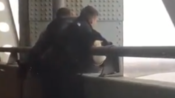 SEE IT: Cops, good Samaritan, pull suicidal man, 79, from taking death leap: video