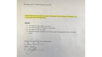 Tiger Woods superfan wins bet with pregnant wife to name baby 'Tiger' following Masters Tournament win