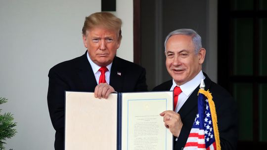 With Israel election in sight, Netanyahu stumps with Trump