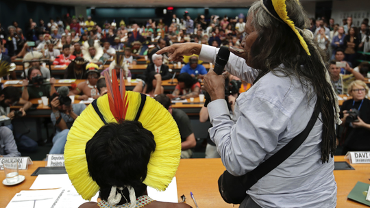 Brazil's congress receives indigenous leaders amid protests