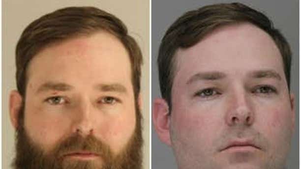 Austin Shuffield, 30, was seen in a viral video attacking a woman in a Texas parking lot during a confrontation. He was first arrested March 21 (left) on misdemeanor charges and was re-arrested a week later on a weapons charge.