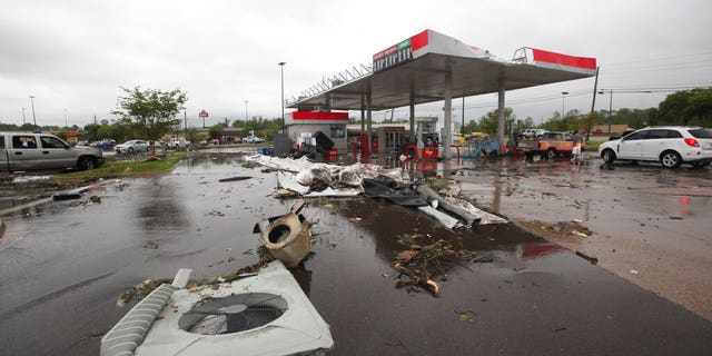 A gas station in Vicksburg, Mississippi, sustained damage on Saturday.