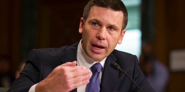 FILE - In this Wednesday, March 6, 2019, file photo, U.S. Customs and Border Protection Commissioner Kevin McAleenan speaks during a hearing of the Senate Judiciary Committee on oversight of Customs and Border Protection's response to the smuggling of persons at the southern border, in Washington. President Donald Trump said in a tweet on Sunday, April 7, 2019, that McAleenan will become the acting head of the Department of Homeland Security, after he accepted the resignation of Homeland Security Secretary Kirstjen Nielsen. (AP Photo/Alex Brandon, File)