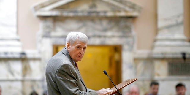FILE - In a Jan. 9, 2019 file photo, Maryland House Speaker Michael Busch speaks in the House of Delegates chamber in Annapolis, Md., the first day of the state's 2019 legislative session. Busch died Sunday, April 7, 2019 surrounded by loved ones, according to Alexandra Hughes, the speaker’s chief of staff. He was 72. (Associated Press)