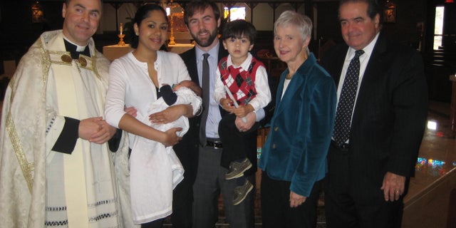 Chris Scalia, his father Antonin and family at the baptism of his son, Thanksgiving 2013