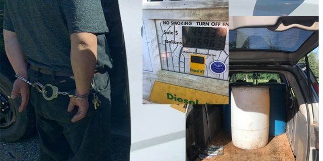 California authorities arrested a driver who allegedly defied “a lawful order” and hauled off 285 gallons of diesel fuel in a minivan, officials said Friday.