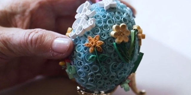 The commemorative egg is decorated with the words "Be Best," in honor of the first lady's public awareness campaign.<br>