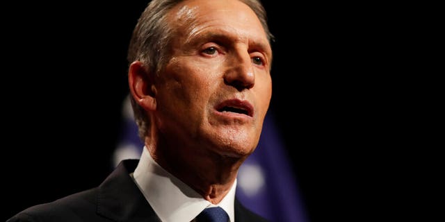 FILE - In this Feb. 7, 2019, file photo, former Starbucks CEO Howard Schultz speaks at Purdue University in West Lafayette, Ind. A Florida woman is suing Schultz after she says she and others on the national do not call list got automated text messages promoting his book tour. Schultz is considering an independent bid for president and launched a tour in January for his latest book, "From the Ground Up." (AP Photo/Michael Conroy, File)