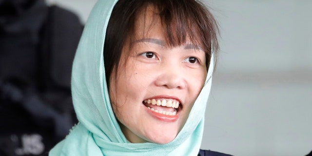 Vietnamese Doan Thi Huong leaves Shah Alam High Court in Shah Alam, Malaysia, Monday, April 1, 2019. The Vietnamese woman who is the only suspect in custody for the killing of the North Korean leader's brother Kim Jong Nam pleaded guilty to a lesser charge in a Malaysian court Monday and her lawyer asked for leniency. (AP Photo/Vincent Thian)