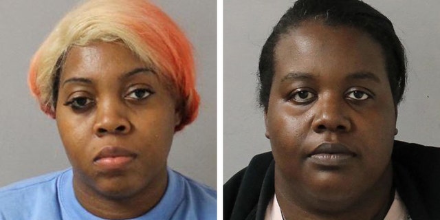 Angel Chatman (left), 28, the ex-girlfriend of the deceased, and her sister, Travonda Chatman, 26, were charged with felony aggravated assault after a reported fight Monday at a North Nashville funeral home.
