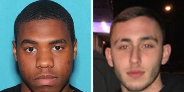 Tyquan “Fats” Atkinson, 19, (left) was arrested in Chester, Penn., after Philadelphia Police said he had been on the run for several days for the murder of 20-year-old Nicholas Flacco (right) on Saturday.