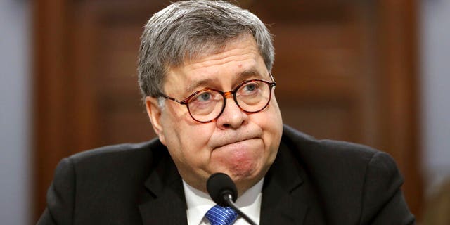 In his first appearance on Capitol Hill since taking office, and amid intense speculation over his review of special counsel Robert Mueller's Russia report, Attorney General William Barr appears before a House Appropriations subcommittee to make his Justice Department budget request, Tuesday, April 9, 2019, in Washington. (AP Photo/Andrew Harnik)