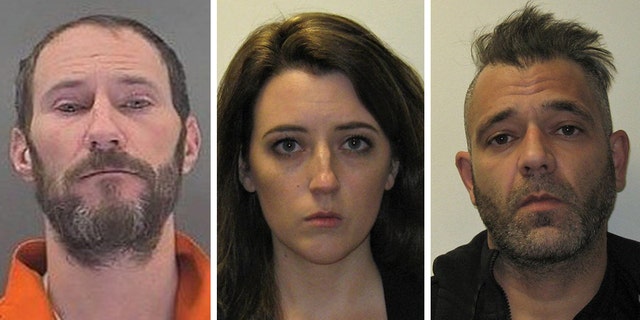 From left to right, mugshots for Johnny Bobbitt, Katelyn McClure and Mark D'Amico, co-conspirators in an alleged GoFundMe viral scam in 2017. 