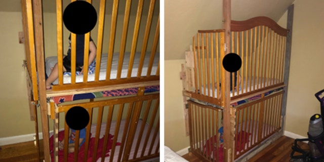 Deputies in California found boys under the age of 2 inside two cribs that were stacked on top of each other and attached to the wall. (Modoc County Sheriff’s Office)