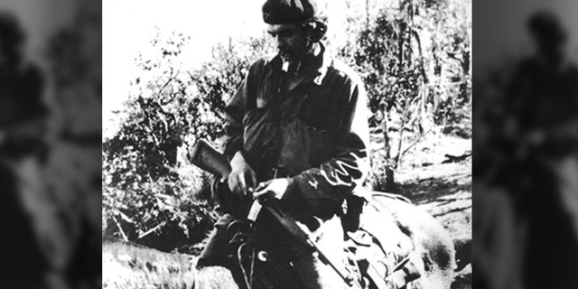 During the revolution, Che Guevara riding in the Sierra, , 1956-1959,, Cuba. (Getty Images)