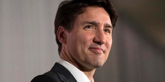 Canadian Prime Minister Justin Trudeau pauses as he speaks at the United Jewish Appeal Top Gifts Dinner in Toronto on Tuesday, April 2, 2019. (Chris Young/The Canadian Press via AP)