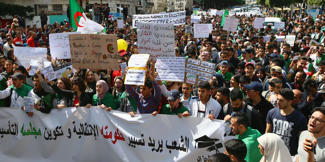 Algerian demonstrators stage a protest in Algiers, Algeria, April 2, 2019. (AP Photo/Anis Belghoul)