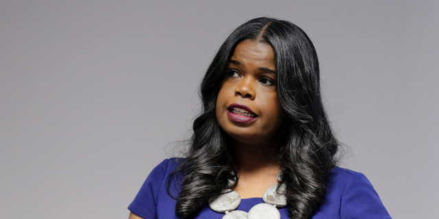 Cook County (Illinois) State Attorney Kim Foxx Talks To Reporters In Chicago, February 22, 2019.  (The Associated Press)