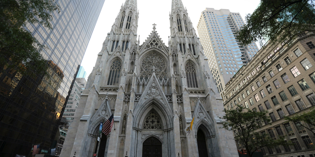 This Sunday, Aug. 30, 2015 file photo shows the newly renovated and cleaned facade of St. Patrick's Cathedral in New York. (AP Photo/Mary Altaffer, File)