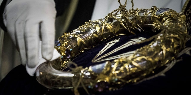 Jean-Marc Fournier, chaplain of the Paris Fire Brigade who also played a key role in supporting Parisians following the 2015 terror attack in Paris, saved the Blessed Sacrament and the Crown of Thorns (pictured) after he went in with the firefighters.