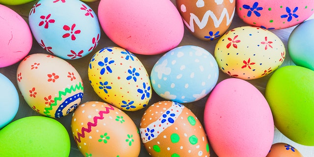 Some beautifully decorated Easter eggs are seen here. In Ukraine, Easter egg decorating is a beautiful art form that began centuries ago.