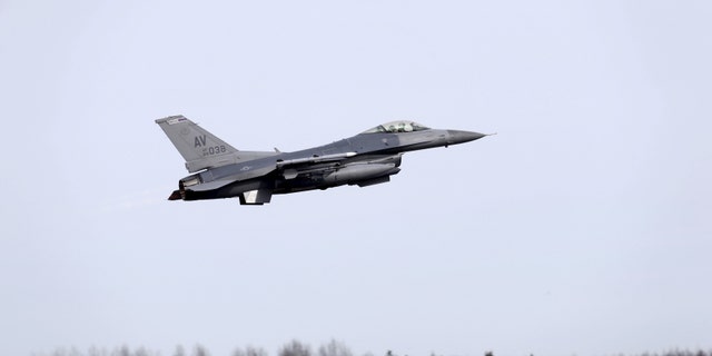 File photo - An F-16 fighter from the U.S. Air Force 510th Fighter Squadron takes-off in Amari air base March 26, 2015.