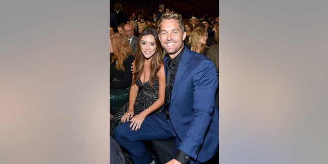Taylor Mills and Brett Young attend the 52nd annual CMA Awards at the Bridgestone Arena on November 14, 2018 in Nashville, Tennessee.