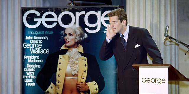 John F. Kennedy Jr answers journalists questions on Sept. 7, 1995 during a press conference to announce the launch of his magazine "George" in New York.