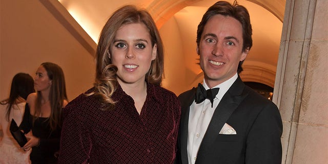 Princess Beatrice of York and Edoardo Mapelli Mozzi attend The Portrait Gala 2019 hosted by Dr. Nicholas Cullinan and Edward Enninful to raise funds for the National Portrait Gallery's 'Inspiring People' project at the National Portrait Gallery on March 12, 2019, in London, England.