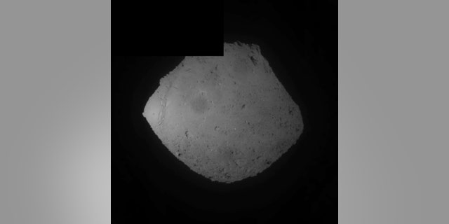 This image published by the Japan Aerospace Exploration Agency (JAXA) shows the Ryugu asteroid on Friday, April 5, 2019.