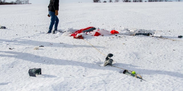 UMass Rocket Team recovers pieces from its failed rocket launch a week before having to report results back to NASA. (UMass Rocket Team)