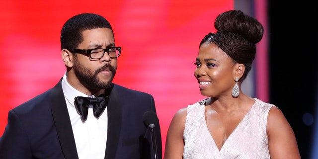 Michael Smith and Jemele Hill speak onstage during the 49th NAACP Image Awards at the Pasadena Civic Auditorium on January 15, 2018 in Pasadena, California.
